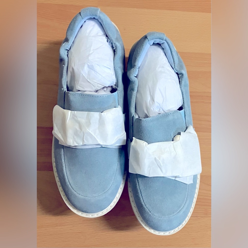Matisse Light Blue Suede Chunky Loafer w/ White Sole - Size 7 - Picture 6 of 9